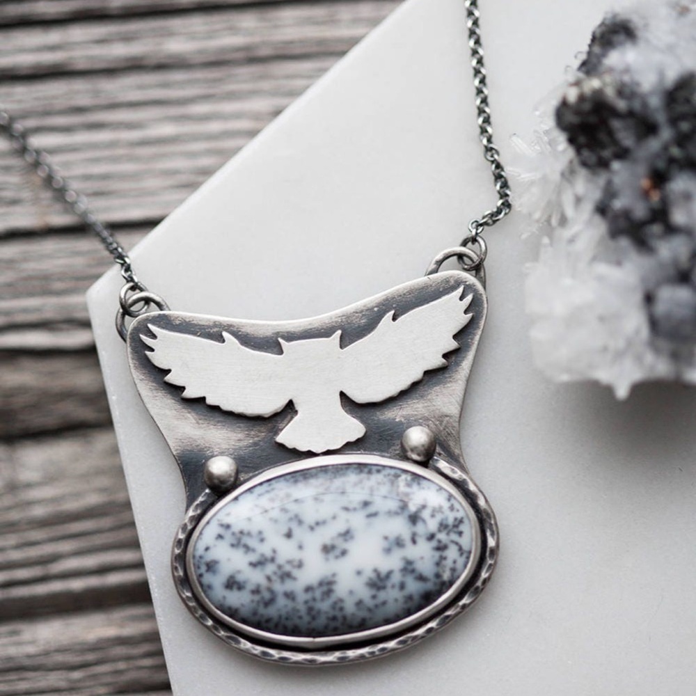 One of a kind dendritic agate adjustable necklace - Moonspinner